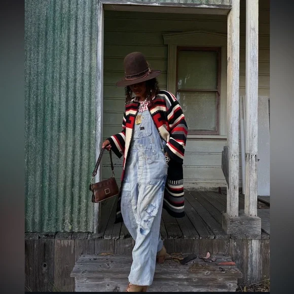 Dickies Hickory Stripe Railroad Overalls denim unisex Medium 34x34 - Picture 6 of 14